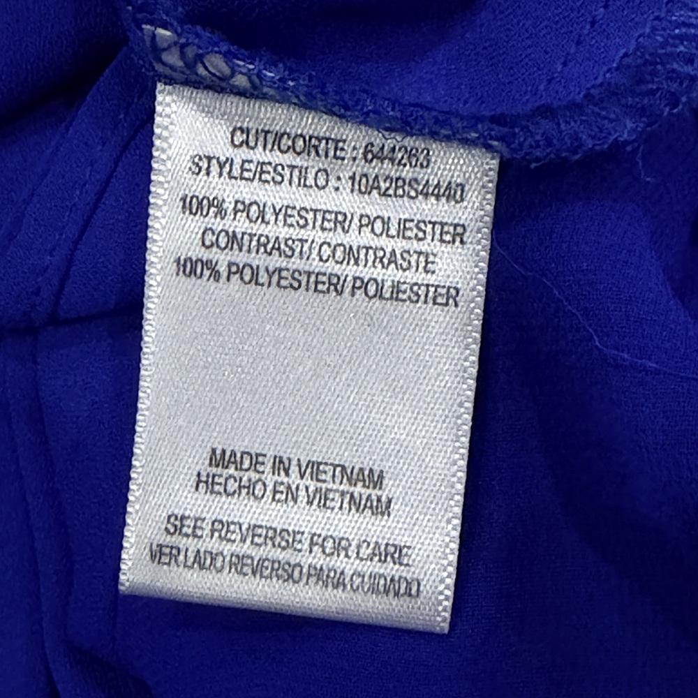 Heartsoul Royal Blue Metal Collar Neckline Tie-Waist Blouse Top Open Back L - Picture 11 of 13